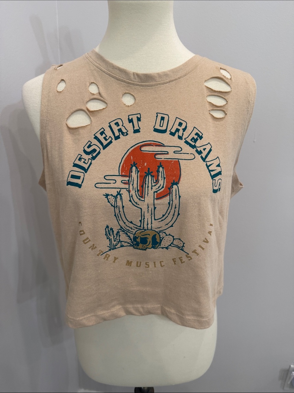 Desert Dreams Sleeveless Tank Top - Beige